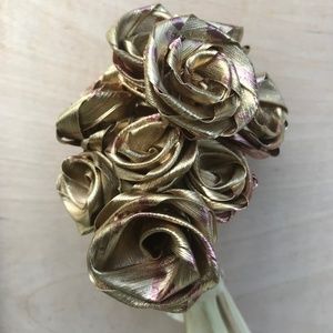 12 (one dozen) yellow gold and rose gold handmade flower bouquet